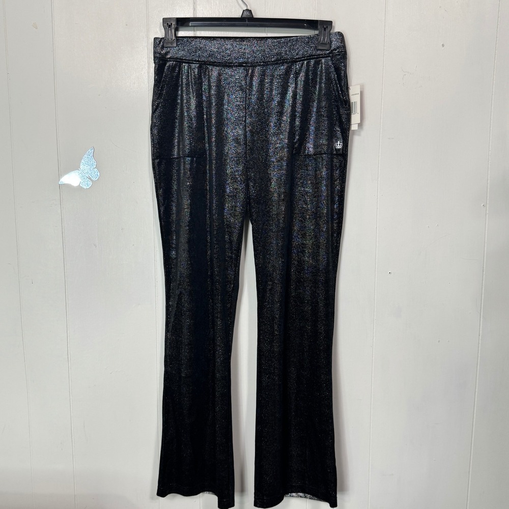 Juicy Couture Black‎ Iridescent Sparkle Jogger Pants Womens Medium Flared NWT